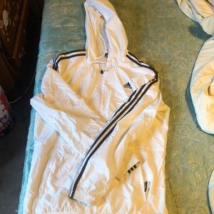 White adidas windbreaker black stripes